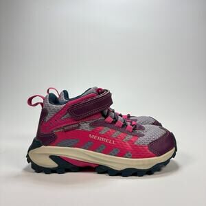 Merrell Moab Speed Mid 2 Pink Purple Waterproof Hiking Boots Youth Girls Size 12
